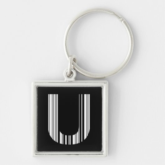 BUCHSTABE U BAR CODE Erstes Anfangsbuchstaben-Barc Schlüsselanhänger (Vorne)