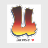 Buchstabe U - Flammenaufkleber Aufkleber (Blatt)