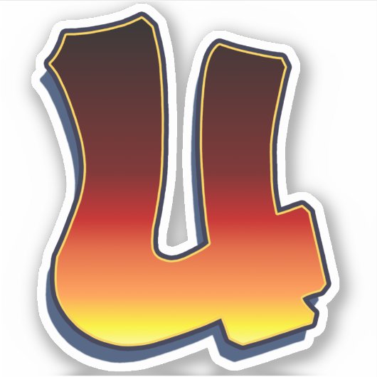 Buchstabe U - Flammenaufkleber Aufkleber (Vorderseite)