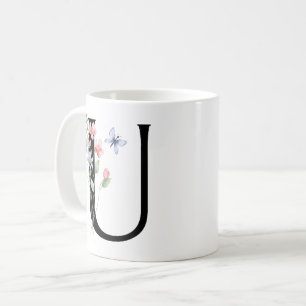 Buchstabe U mit Blumen Kaffeetasse