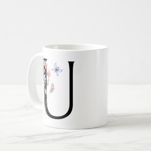 Buchstabe U mit Blumen Kaffeetasse (Vorderseite Links)