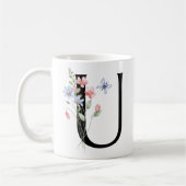 Buchstabe U mit Blumen Kaffeetasse (Links)