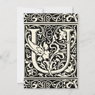 Buchstabe U Mittelalterliche Monogramm-Kunst im Ju Einladung