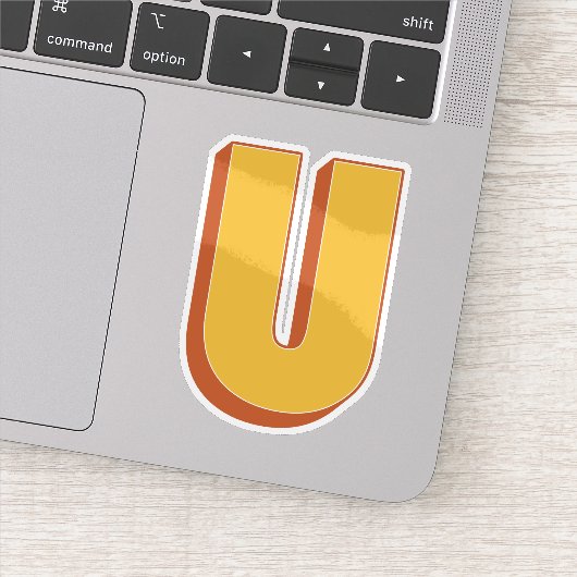 Buchstabe U-Monogramm, fette 3D-Typ-Schrift Initia Aufkleber (Detail)