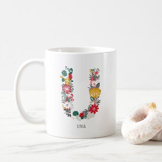 Buchstabe U | Monogramm-I-Tasse für den Blasenbrie Kaffeetasse (Mit Donut)