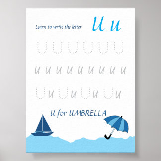 Buchstabe U Nachspurposter für Kinder Poster
