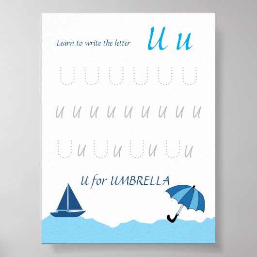 Buchstabe U Nachspurposter für Kinder Poster (Vorne)