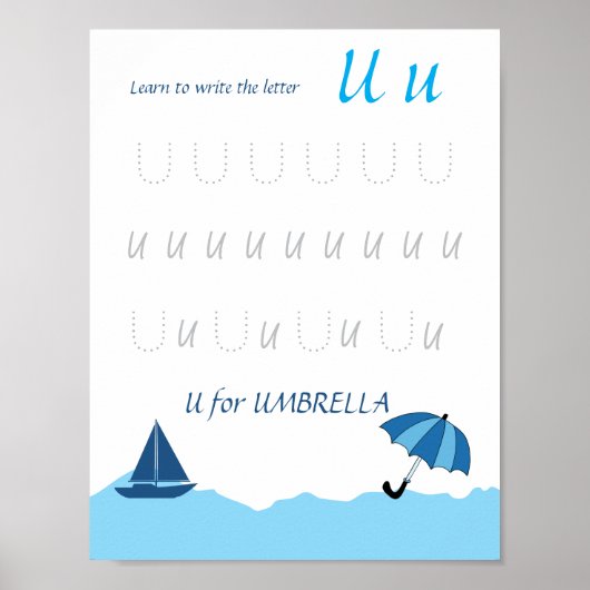 Buchstabe U Nachspurposter für Kinder Poster (Vorne)