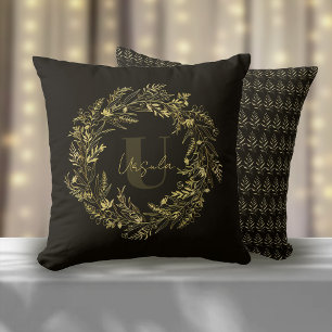 Buchstabe U Urban Botanical Gold Monogramm Kissen