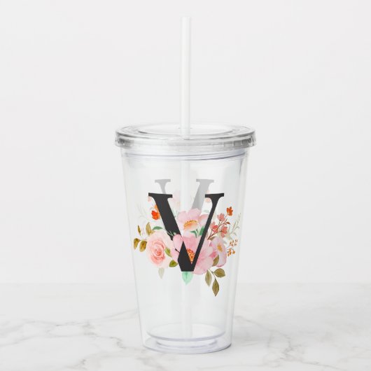 Buchstabe V Acryltrinkbecher (Vorderseite)