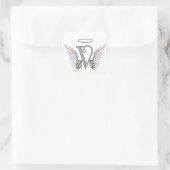 Buchstabe V Anfangsmonogramm mit Angel Wings & Hal Quadratischer Aufkleber (Tasche)