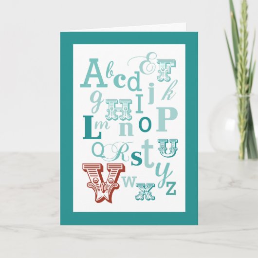 Buchstabe V Anfangsname Alphabet Geburtstag Aquama Karte (Vorderseite)