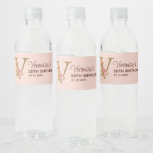 Buchstabe V Gold Monogramm Blush Rosa Rosen
