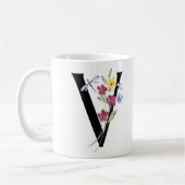 Buchstabe V mit Blumen Kaffeetasse (Links)