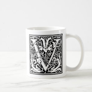 Buchstabe V Mittelalterliche Monogramm-Kunst Art N Kaffeetasse