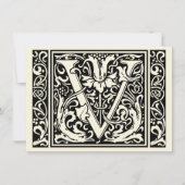 Buchstabe V Mittelalterliches Monogramm Jugendstil Einladung (Vorderseite)