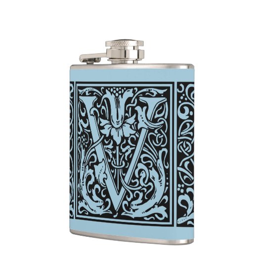 Buchstabe V Mittelalterliches Monogramm Jugendstil Flachmann (Links)