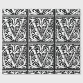 Buchstabe V Mittelalterliches Monogramm Jugendstil Geschenkpapier (Flach)