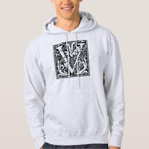 Buchstabe V Mittelalterliches Monogramm Jugendstil Hoodie