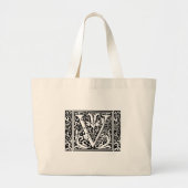 Buchstabe V Mittelalterliches Monogramm Jugendstil Jumbo Stoffbeutel (Vorne)
