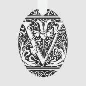 Buchstabe V Mittelalterliches Monogramm Jugendstil Ornament (Vorderseite)