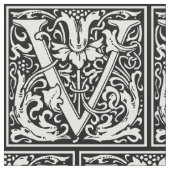 Buchstabe V Mittelalterliches Monogramm Jugendstil Stoff (Nahaufnahme)