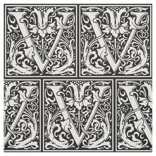 Buchstabe V Mittelalterliches Monogramm Jugendstil Stoff (Muster)