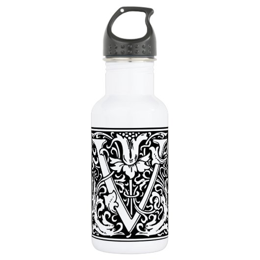 Buchstabe V Mittelalterliches Monogramm Jugendstil Trinkflasche (Vorderseite)