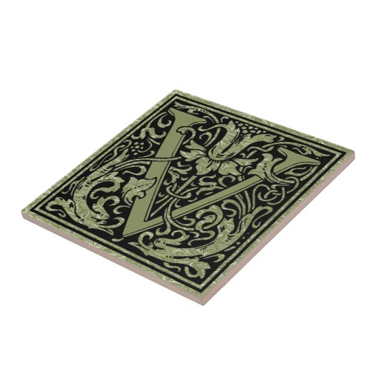 Buchstabe V Monogramm des ersten Schreibens Fliese (Seite)