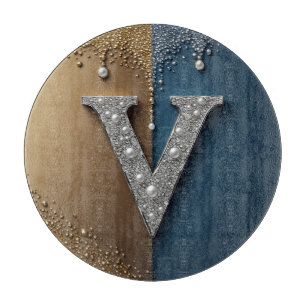 💎 Buchstabe V Monogramm Eleganter Luxus-Home-Stil Schneidebrett