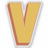 Buchstabe V Monogramm, fette 3D-Typ Schrift Initia Aufkleber (Vorderseite)