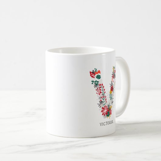 Buchstabe V | Monogramm-I-Tasse für den Blasenbrie Kaffeetasse (VorderseiteRechts)