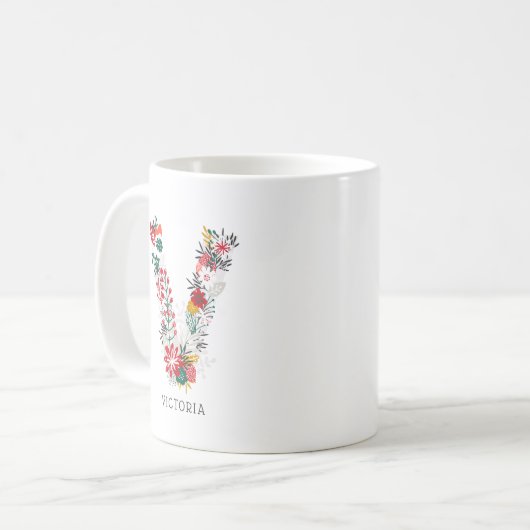 Buchstabe V | Monogramm-I-Tasse für den Blasenbrie Kaffeetasse (Vorderseite Links)