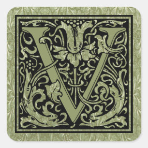 Buchstabe V Monogramm Quadratischer Aufkleber