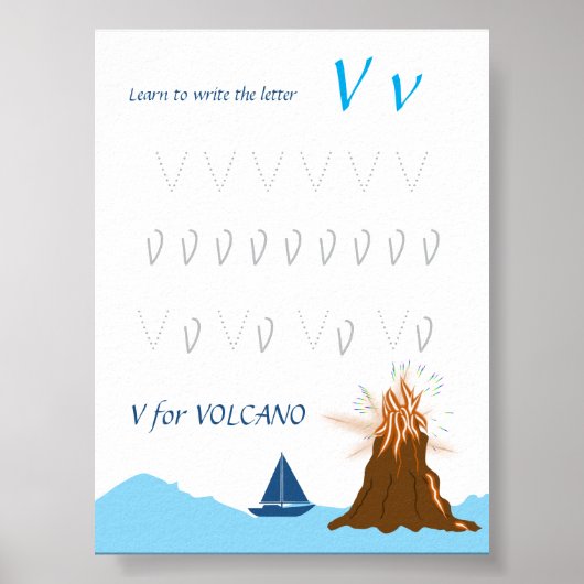 Buchstabe V Übungsposter für Kinder Poster (Vorne)