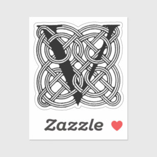 Buchstabe V Vintage Knotentonografie Aufkleber