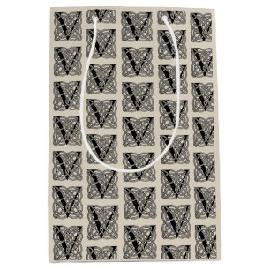 Buchstabe V Vintage Knotentonografie Mittlere Geschenktüte