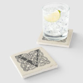 Buchstabe V Vintage Knotentonografie Steinuntersetzer (Seitenansicht)