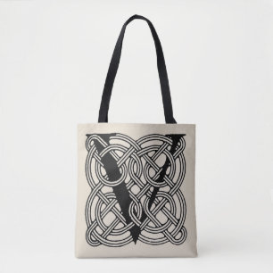 Buchstabe V Vintage Knotentonografie Tasche