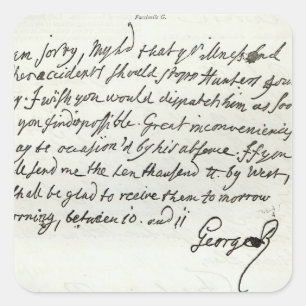 Buchstabe von George II zum Herzog von Newcastle Quadratischer Aufkleber
