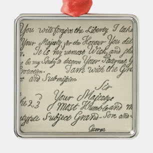 Buchstabe von George III zu seinem Großvater Silbernes Ornament