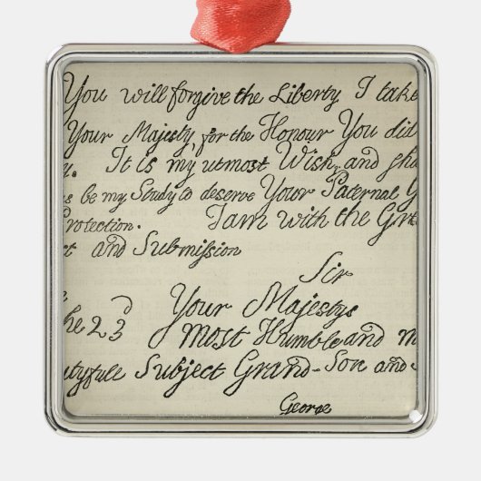 Buchstabe von George III zu seinem Großvater Silbernes Ornament (Vorne)