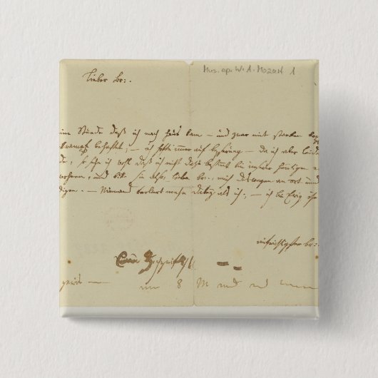 Buchstabe von Mozart zu einem Freimaurer, im Button (Vorderseite)