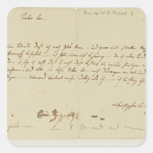 Buchstabe von Mozart zu einem Freimaurer, im Quadratischer Aufkleber