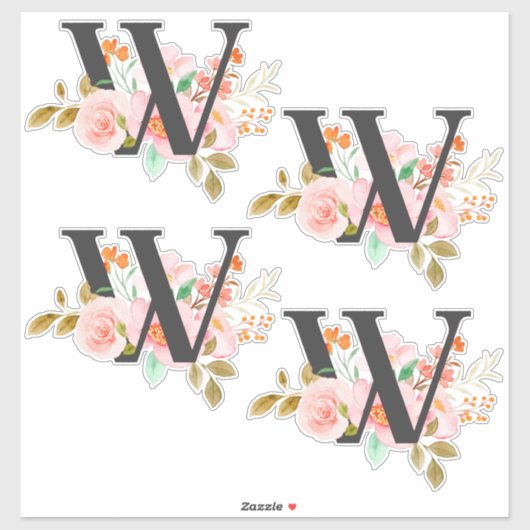Buchstabe W Aufkleber (Blatt)