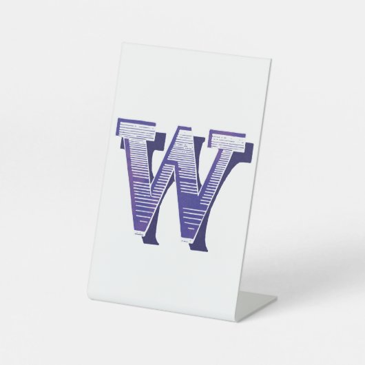 Buchstabe "W" Elegant bestickt Sockelschild (Vorderseite)