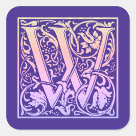 Buchstabe W Farbiger Vintager erster Buchstabe Quadratischer Aufkleber