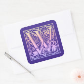 Buchstabe W Farbiger Vintager erster Buchstabe Quadratischer Aufkleber (Umschlag)