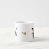 Buchstabe W Florales Schmetterlings-Monogramm Init Espressotasse (Vorderseite)