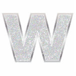 Buchstabe W Fotoskulptur Ornament<br><div class="desc">Imitat-Glitterverzierung des Buchstaben W silberne</div>